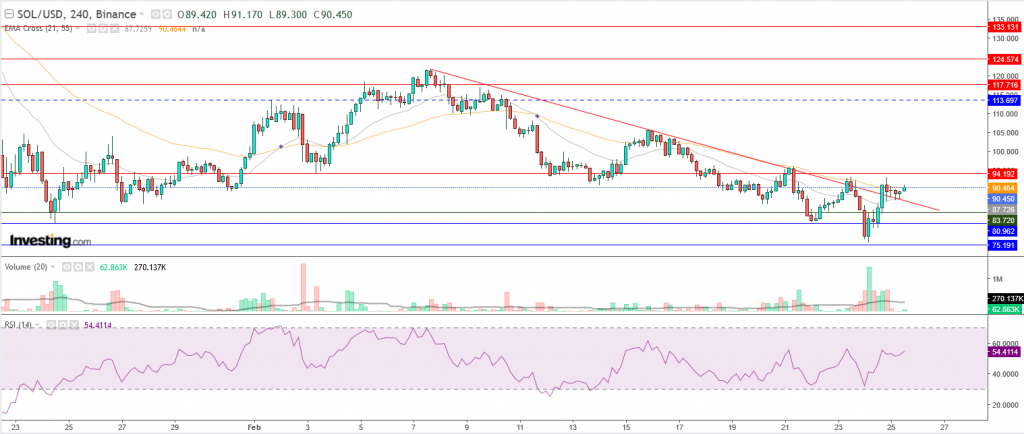 عملة سولانا الرقمية مقابل الدولار تحليل وأهداف 25 فبراير